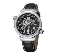 SURVAN WatchDesigner Orologio Automatico Meccanico da Uomo Scheletrato con Specchio in Cristallo di Zaffiro con Cassa Acciaio Placcata oro 18K con Cinturino in Pelle Vera(Argento)