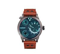 SURVAN WatchDesigner Orologio Uomo Quarzo Analogico Cronografo Moda Multifunzionale Specchio in vetro Riflettente Rinforzato Cinturino In Vera Pelle Luminoso