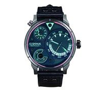 SURVAN WatchDesigner Orologio Uomo Quarzo Analogico Cronografo Moda Multifunzionale Specchio in vetro Riflettente Rinforzato Cinturino In Vera Pelle Luminoso