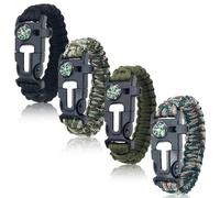 SURVIVAL_KIT - Set di 4 braccialetti di sopravvivenza in paracord 5 in 1 con accendifuoco, bussola e fischietto, attrezzatura di emergenza all'aperto per campeggio, escursionismo