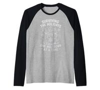 Surviving Holidays, Divertente Natale, Snowman Coffee Maglia con Maniche Raglan