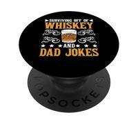 Surviving Off Of Whiskey And Dad Jokes Genitorialità - PopSockets PopGrip Adesivo