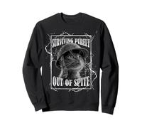 Surviving out of Spite Funny Cat Dramatic Lightning Band Felpa