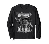 Surviving out of Spite Funny Cat Dramatic Lightning Band Maglia a Manica