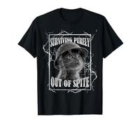 Surviving out of Spite Funny Cat Dramatic Lightning Band Maglietta