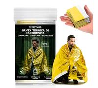 SURVIVOL - Confezione da 10 Coperte Termiche di Sopravvivenza - Coperta Termica di Emergenza in Alluminio - Coperta di Emergenza per Kit di Preparazione per Mantenere il Calore, Anti Vento e Pioggia.