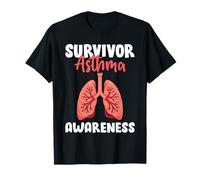 Survivor Asma Awareness Nastro Grigio Guerriero Asma Maglietta