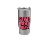 Survivor Warrior Thriver Consapevolezza del cancro al seno Bicchiere termico in acciaio inox doppia parete