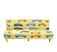 Surwin 3D Copridivano Senza Braccioli 2/3 Posti Elasticizzato, Antimacchia Fodera per Divano Letto Antiscivolo Pieghevole Clic Clac Copri Divano -Auto Kawaii (Giallo,160-190cm)