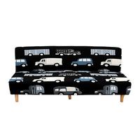 Surwin 3D Copridivano Senza Braccioli 2/3 Posti Elasticizzato, Antimacchia Fodera per Divano Letto Antiscivolo Pieghevole Clic Clac Copri Divano -Auto Kawaii (Nero,190-230cm)