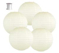 Surwin 5 Pezzi Lanterne Cinesi, Lanterne di Carta, Cinese Rotonda Lanterna di Carta da Appendere Decorazioni da Appendere per Feste di Matrimonio, Vivaio, Feste di Compleanno (Beige,12 Pollici)