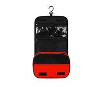 Surwin Beauty Case da Viaggio Donna Uomo Borsa da Toilette, Colore Solido Portatile Porta Trucchi Stampa Multifunzionale Borsa Viaggio per Cosmetici (rosso,One size)
