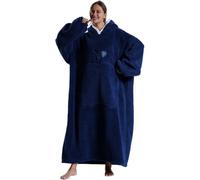Surwin Coperta con Maniche e Cappuccio Uomo Donna, Coperta con Braccia e Tasca Calda Pesante Copertina Pile con Maniche per Le Notti Invernali sul Divano (Blu navy,140cm)