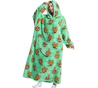 Surwin Coperta con Maniche e Cappuccio Uomo Donna, Coperta con Braccia e Tasca Calda Pesante Copertina Pile con Maniche per Le Notti Invernali sul Divano (Gatto giallo,XL)