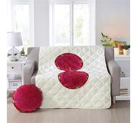 Surwin Coperta Cuscino 2 in 1, Stampa di Frutta Coperta da viaggio Morbida e Accogliente, Estivo Trapunta Leggera per Divano Letto Divano, Camera da Letto (100x150cm,pitaya)
