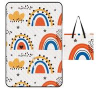 Surwin Coperta da Picnic Impermeabile, Motivo Arcobaleno 3D Tappetino da Picnic Tappeto da Picnic 2 in 1, Coperte PIC Nic Pieghevole 150x100cm Telo Picnic Tessuto Oxford (Nuvole)