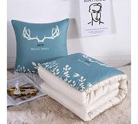 Surwin Coperta da Viaggio Coperta e Cuscino 2 in 1, Trapunta Trapuntata Microfibra, Morbido e Traspirante, Portatile Stampa Nordico Cuscino per Divano/Ufficio/Sedia (Cervo,105x150cm)