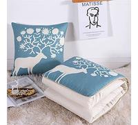 Surwin Coperta da Viaggio Coperta e Cuscino 2 in 1, Trapunta Trapuntata Microfibra, Morbido e Traspirante, Portatile Stampa Nordico Cuscino per Divano/Ufficio/Sedia (Ramo di Fiori,120x170cm)