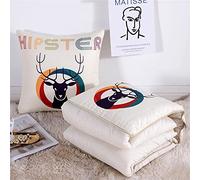 Surwin Coperta da Viaggio Coperta e Cuscino 2 in 1, Trapunta Trapuntata Microfibra, Morbido e Traspirante, Portatile Stampa Nordico Cuscino per Divano/Ufficio/Sedia (Moda,105x150cm)