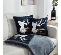 Surwin Coperta di Flanella Coperta da Viaggio e Cuscino 2 in 1, Morbido e Caldo Coperta Plaid Cuscino Reversibile in Peluche per Viaggi con Aereo, Treno o Auto, Campeggio (Renna,150x200cm)