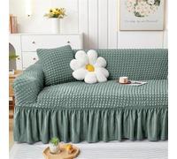 Surwin Copridivano 1 2 3 4 Posti con Braccioli Elasticizzato Tinta unita Copridivano Gonna a Volant Copri Divano Antigraffio Gatto e Antimacchia Copridivani Fodera Divano (Verde,4 Posti)