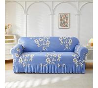 Surwin Copridivano 1 2 3 Posti con Braccioli Elasticizzato Telo Copridivano Gonna a Volant Copri Divano Antigraffio Gatto e Antimacchia Copridivani Fodera Divano -Stile Cinese (Fiore,3 Posti)