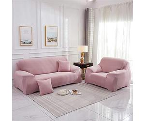 Surwin Copridivano Elasticizzato 1 2 3 4 Posti, Moda Stampa Elastico Universale Copridivani con Braccioli Fodera per Divano Antiscivolo Sofa Protettore (Rosa,2 posti - 145-185cm)