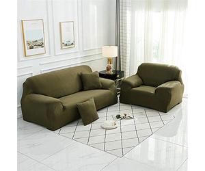 Surwin Copridivano Elasticizzato 1 2 3 4 Posti, Moda Stampa Elastico Universale Copridivani con Braccioli Fodera per Divano Antiscivolo Sofa Protettore (Army Green,1 posti - 90-140cm)