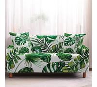 Surwin Copridivano Elasticizzato 1 2 3 4 Posti, Moda Stampa Universale Elastico Copridivani con Braccioli Fodera per Divano Antiscivolo Sofa Protettore (Foglia di Palma,1 posti - 90-140cm)