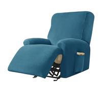 Surwin Copripoltrona Relax Reclinabile, Copripoltrona Elettrica Reclinabile Elasticizzato con Tasche Universale Copri Poltrona Elettrica Reclinabile con Braccioli (1 Posto,27#Blu Pavone)