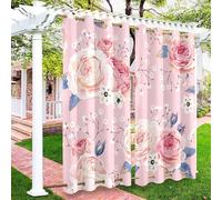 Surwin Gazebo Esterno Impermeabili, 2 Pezzi Stile Floreale Moderno Tenda da Sole per Esterno,Tende Oscuranti Con Occhielli, per Pergolato da Giardino Balcone,Patio/Soggiorno (rosa,137x304cm)