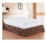 Surwin Gonna da Letto con Pizzo Volant Antipolvere, Elastico Avvolgente Mantovane Giroletto, Elegante Copriletto a Tre Lati in Tessuto per Decorazione Domestica (150x200x45cm,Marrone)