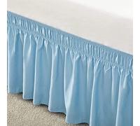 Surwin Gonna da Letto con Volant Antipolvere, Elastico Avvolgente Facile da Installare Mantovane Giroletto, Copriletto con Volant a Tre Lati in Tessuto per Domestica (Azzurro,135x200x38cm)