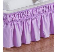 Surwin Gonna da Letto con Volant Antipolvere, Elastico Avvolgente Facile da Installare Mantovane Giroletto, Copriletto con Volant a Tre Lati in Tessuto per Domestica (Viola,180x200x38cm)