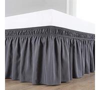 Surwin Gonna da Letto con Volant Antipolvere, Elastico Avvolgente Facile da Installare Mantovane Giroletto, Copriletto con Volant a Tre Lati in Tessuto per Domestica (Grigio Scuro,100x200x45cm)