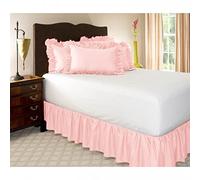 Surwin Gonna da Letto con Volant Antipolvere, Elastico Avvolgente Facile da Installare Mantovane Giroletto, Copriletto con Volant a Tre Lati in Tessuto per Domestica (Rosa Chiaro,120x200x45cm)