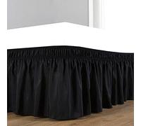 Surwin Gonna da Letto con Volant Antipolvere, Elastico Avvolgente Facile da Installare Mantovane Giroletto, Copriletto con Volant a Tre Lati in Tessuto per Domestica (Nero,200x200x45cm)