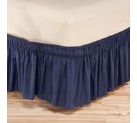 Surwin Gonna da Letto con Volant Antipolvere, Elastico Avvolgente Facile da Installare Mantovane Giroletto, Copriletto con Volant a Tre Lati in Tessuto per Domestica (Blu Navy,200x220x38cm)