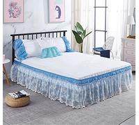 Surwin Gonna da Letto con Volant Antipolvere Elastico Pizzo Avvolgente Facile da Installare Mantovane Giroletto, Copriletto con Volant a Tre Lati in Tessuto per Domestica (Blu,200x220x40cm)