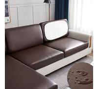 Surwin Impermeabile Copriseduta Divano Elasticizzato Universale, AntiGraffio Pelle Protezione Cuscino del Divano Copricuscino del Divano Sedile del Divano (Chaise Longue Plus,caffè)
