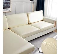 Surwin Impermeabile Copriseduta Elasticizzato Universale, AntiGraffio Pelle Protezione Cuscino del Divano Copricuscino Sedile (Backrest, Crema)