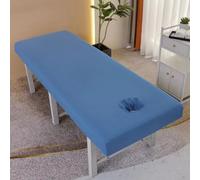 Surwin Lenzuola con Angoli per Lettino Massaggio con Foro, Lenzuolo da Lettino con Elastici per Estetista Morbido in Microfibra Lavabile per Professionale, Fisioterapia (SJ20 Blu,70 * 185cm)