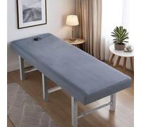 Surwin Lenzuola con Angoli per Lettino Massaggio con Foro, Lenzuolo da Lettino con Elastici per Estetista Morbido in Microfibra Lavabile per Professionale, Fisioterapia (SJ20 Grigio,80 * 190cm)