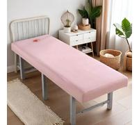 Surwin Lenzuola con Angoli per Lettino Massaggio con Foro, Lenzuolo da Lettino con Elastici per Estetista Morbido in Microfibra Lavabile per Professionale, Fisioterapia (SJ20 Rosa,60 * 180cm)