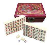 Surwin Mahjong Gioco da Tavolo Portatile, Set da Viaggio Mini Mahjong Gioco Tradizionale Chinese con 144 Piastrelle e 2 Cubi Scatola Retrò, per Famiglia, Festa, Amici, Riunione