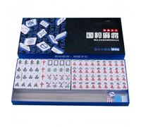 Surwin Mahjong Gioco da Tavolo Portatile, Set da Viaggio Mini Mahjong Gioco Tradizionale Chinese con 144 Piastrelle e 2 Cubi, per Famiglia, Festa, Amici, Riunione (Blu)