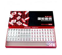 Surwin Mahjong Gioco da Tavolo Portatile, Set da Viaggio Mini Mahjong Gioco Tradizionale Chinese con 144 Piastrelle e 2 Cubi, per Famiglia, Festa, Amici, Riunione (Rosso)