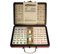 Surwin Mahjong Gioco da Tavolo Portatile, Set da Viaggio Mini Mahjong Gioco Tradizionale Chinese con 144 Piastrelle e 2 Cubi Scatola Portatile Retrò, per Famiglia, Festa, Amici, Riunione