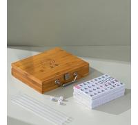 Surwin Mahjong Gioco da Tavolo, Set Mahjong Tradizionale Chinese Portatile con 144 Piastrelle, 4 Dadi, 4 Rack, 1 Tovaglia et 1 Valigia per Famiglia, Festa, Amici, Viaggio (Rosa,26 mm)