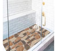 Surwin Modello di Pietra Tappetino da Doccia Antiscivolo, Tappetino da Bagno in Luffa PVC Morbida Tappeto Antiscivolo con Scarico Lavabile Asciugatura Rapida Doccia (Marrone Scuro,60x80cm)